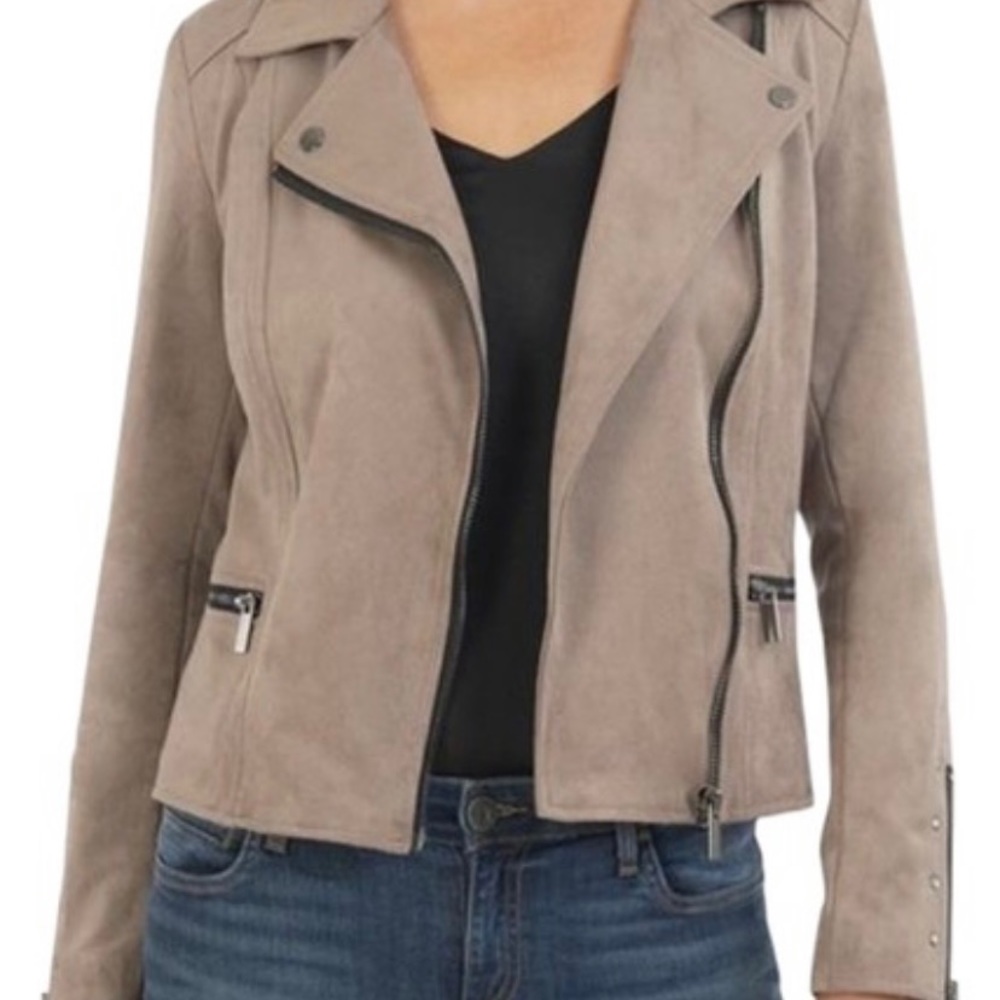 NWT Kut from the Kloth Eveline Vegan Suede Moto Jacket - Size XS - Buff - Picture 5 of 8